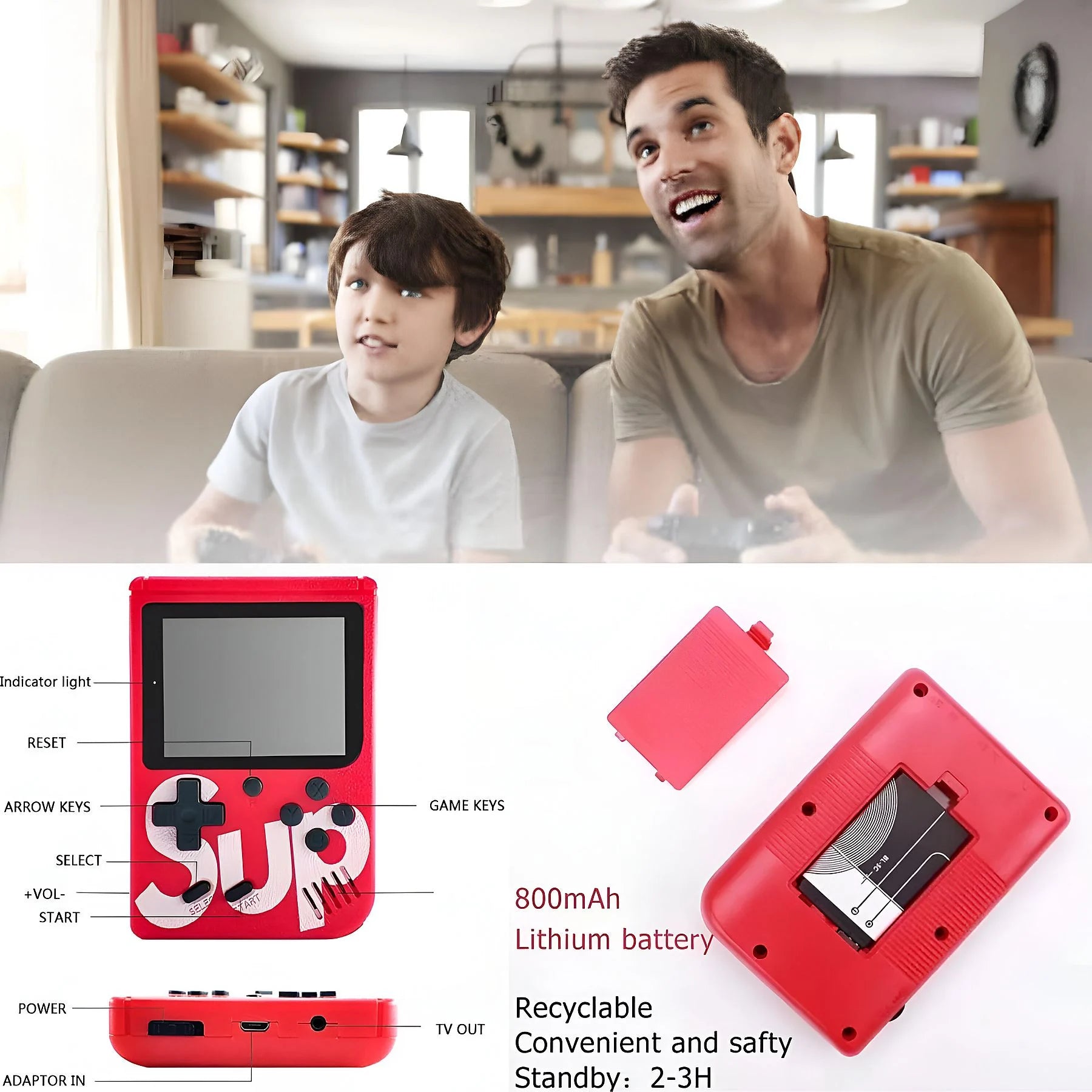 Consola portátil retro con 400 juegos clásicos