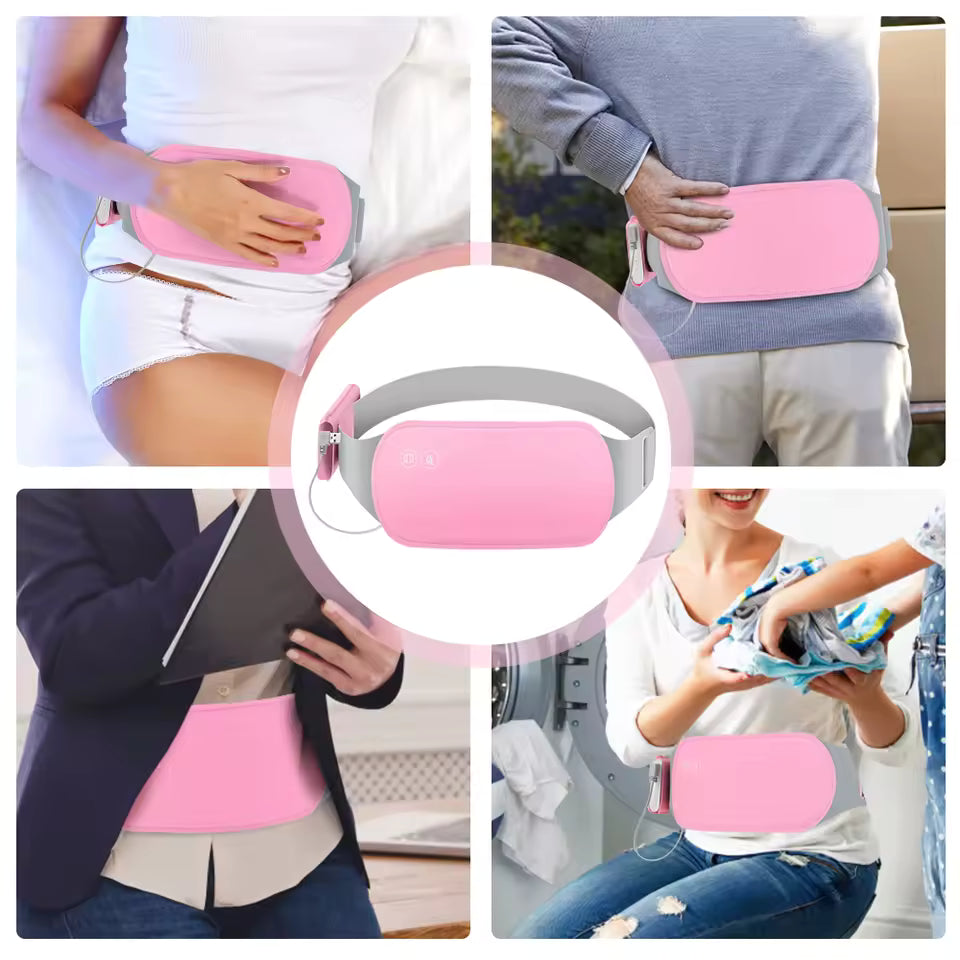 Cinturón térmico portátil para alivio menstrual y lumbar (3 niveles de calor | 3 modos de masaje)